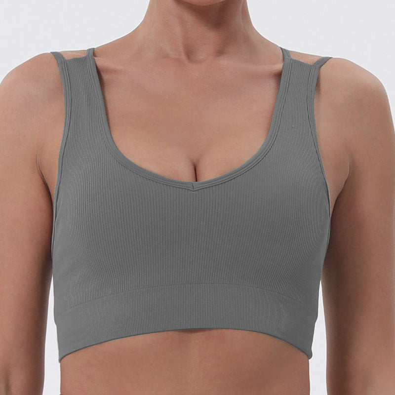 Women's Sports Bra for Running Professional Training Yoga Shockproof with Square Neck Design Back Support Removable Cups for Pilates Active Workouts