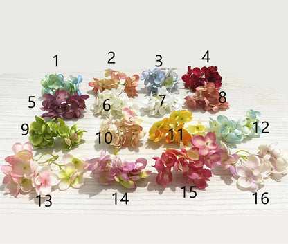 Realistic Mini Hydrangea 16-Branch Floral Arrangement for Weddings - Beautiful Silk Flower Headpiece & Photography Prop