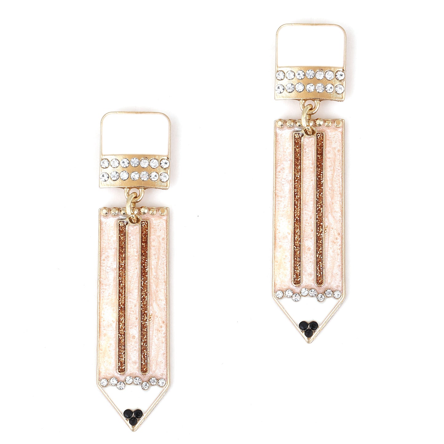 Trendy Back-to-School Creative Colorful Alloy Diamond-Encrusted Drip Oil Pencil Earrings - Unique & Minimalist Design for School and Everyday Style