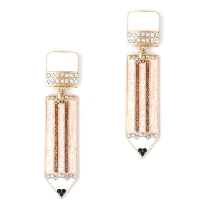 Trendy Back-to-School Creative Colorful Alloy Diamond-Encrusted Drip Oil Pencil Earrings - Unique & Minimalist Design for School and Everyday Style