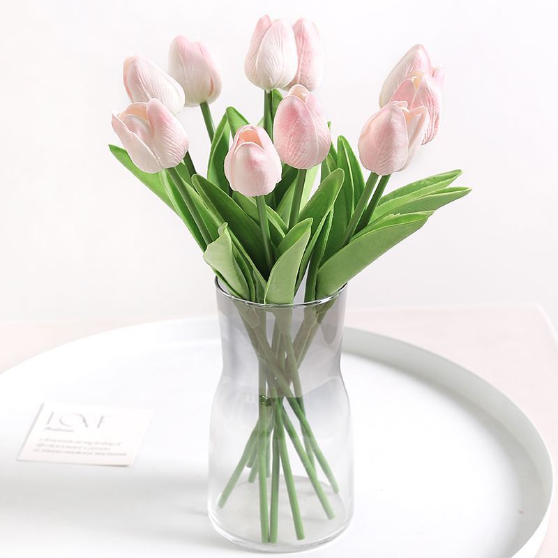 Elegant Realistic Tulip Faux Flowers Arrangement - Stunning Home Décor Piece for Living Room, Dining Table Floral Art, Perfect for Photography Props and Events