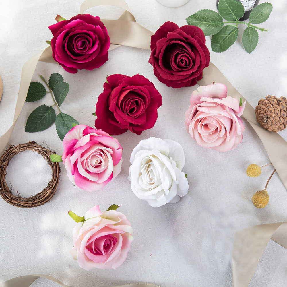 Luxurious Faux Velvety Rose Heads for Stunning Home Decor - Perfect for Weddings, Events, and Everyday Elegance - MW03338