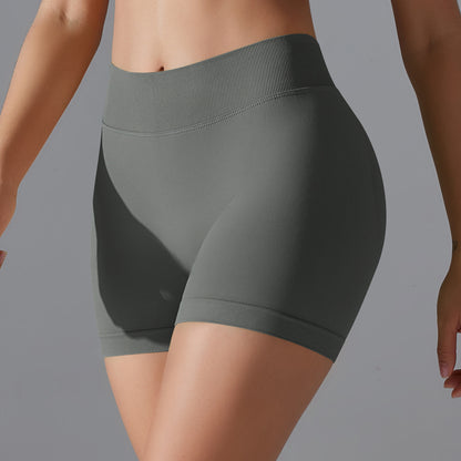 Seamless High Waisted Butt Lifting Quick Dry Yoga Shorts Ultra Stretchy Workout and Running Shorts with Ruching Detail for Comfort and Performance