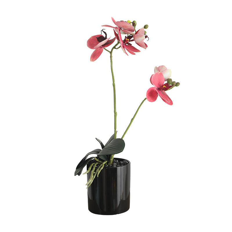 Stunning 3D Faux Orchid Arrangement with Leaves – Elegant Living Room Decor, Perfect for Weddings and Special Events