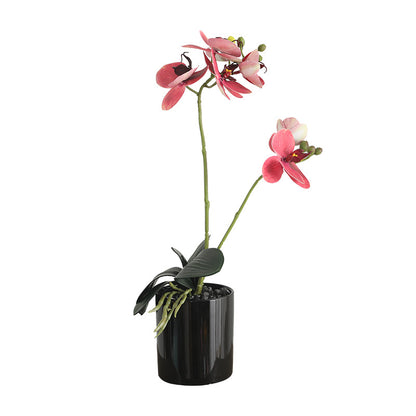 Stunning 3D Faux Orchid Arrangement with Leaves – Elegant Living Room Decor, Perfect for Weddings and Special Events