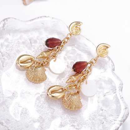 Chic Summer Vacation Shell Earrings - Unique and Exquisite Sea Conch Drop Earrings for a Stylish Touch