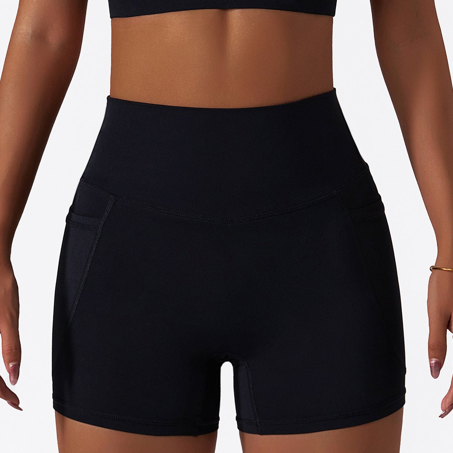 Summer Quick Dry High Waisted Sports Shorts with Pockets Breathable and Stretchy Yoga Pants for Running and Fitness Style 6425