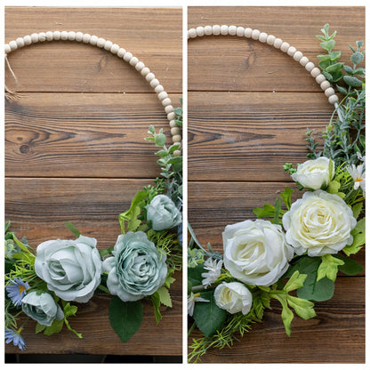 Stunning Artificial Flower Bouquet - Half-Circle Wall Decor with Pink Rose Gold Money Plant for Weddings, Celebrations, and Home Decoration - CF01442