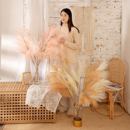 Lifelike Pampas Grass Simulation Flowers for Home Decor - Perfect for Weddings & Special Occasions (Model MW09927)