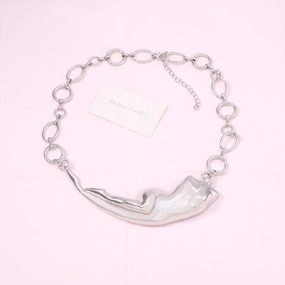 Stylish Minimalist Irregular Abstract Pendant Necklace - Versatile Statement Piece for Hip Hop Punk Fashion Enthusiasts