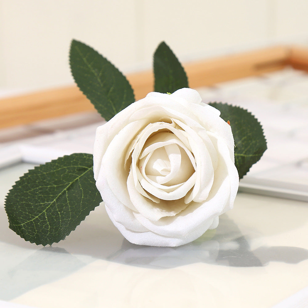 Realistic Velvet Rose Artificial Flower - Single Pearl Rose for Valentine's Day, Weddings, and Home Decor - Elegant Faux Floral Arrangement for Lasting Beauty