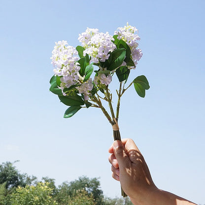 5-Branch Faux Lilac Bouquet - Realistic Silk Flowers for Home Décor, Weddings, and Photography Props