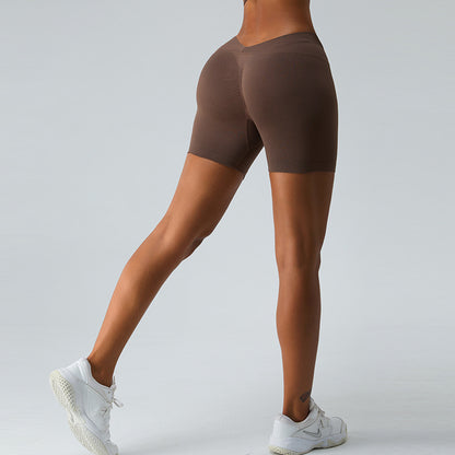 Seamless Women's V Waist Yoga Shorts Peach Lift Designs for a Sculpted Look for Workout and Casual Wear