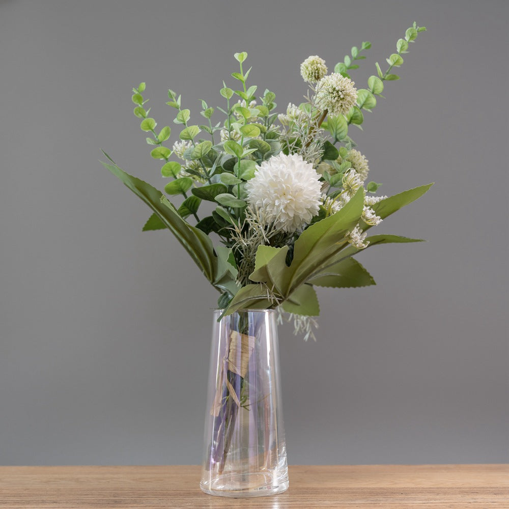 Stunning Artificial Dandelion and Eucalyptus Wedding Bouquet - Elegant Home Décor and Wall Hanging Floral Arrangement - Ideal for Special Events & Celebrations - CF01050