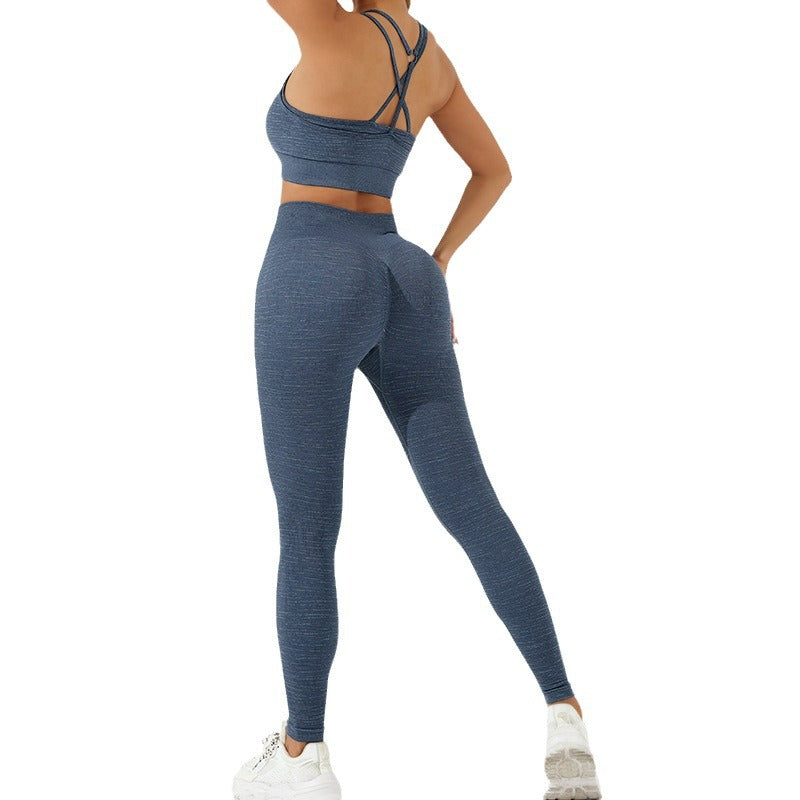 Seamless 3 Piece Striped Yoga Set for Fall Winter Moisture Wicking Breathable Fitness Apparel for Comfort