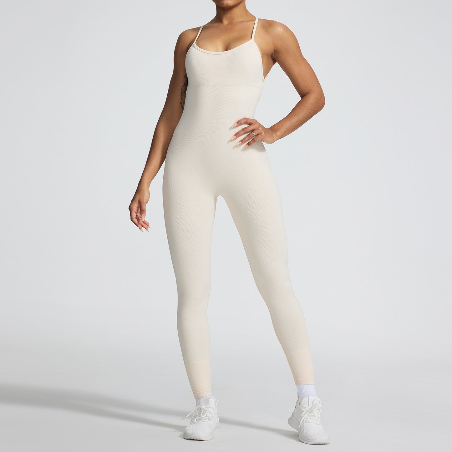 Seamless Cross Back Bodysuit with High Elasticity Sculpting Comfortable and for Fitness Lovers