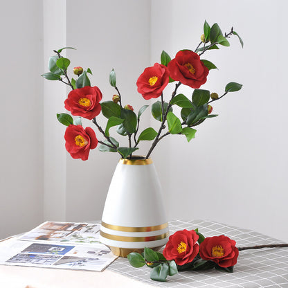 Stunning Artificial Mountain Camellia Floral Arrangement - Perfect Korean-Style Home Décor for Living Rooms and Decorative Displays