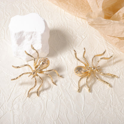Trendy Urban Chic Oversized Alloy Spider Stud Earrings - Unique Alternative Design for Bold Fashion Statements