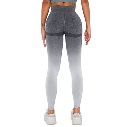 Seamless Gradient Smile Face Yoga Pants for Women High Waisted Butt Lifting Fitness Leggings for Running and Workout