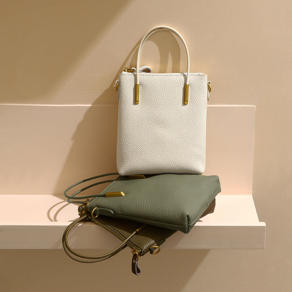 TC Grain Leather Mini Square Handbag Fashion Small Crossbody Bag for Everyday Elegance and Versatility