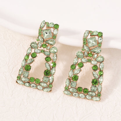 Chic Geometric Square Crystal-Embellished Earrings - Versatile and Unique Accessories for Every Occasion