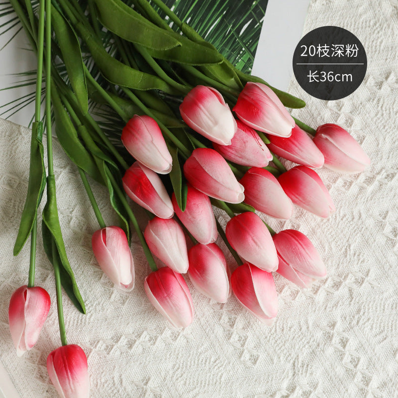 Realistic Miniature PU Tulips - Vibrant Artificial Silk Flowers for Home Décor, Arrangements, and Year-Round Enjoyment