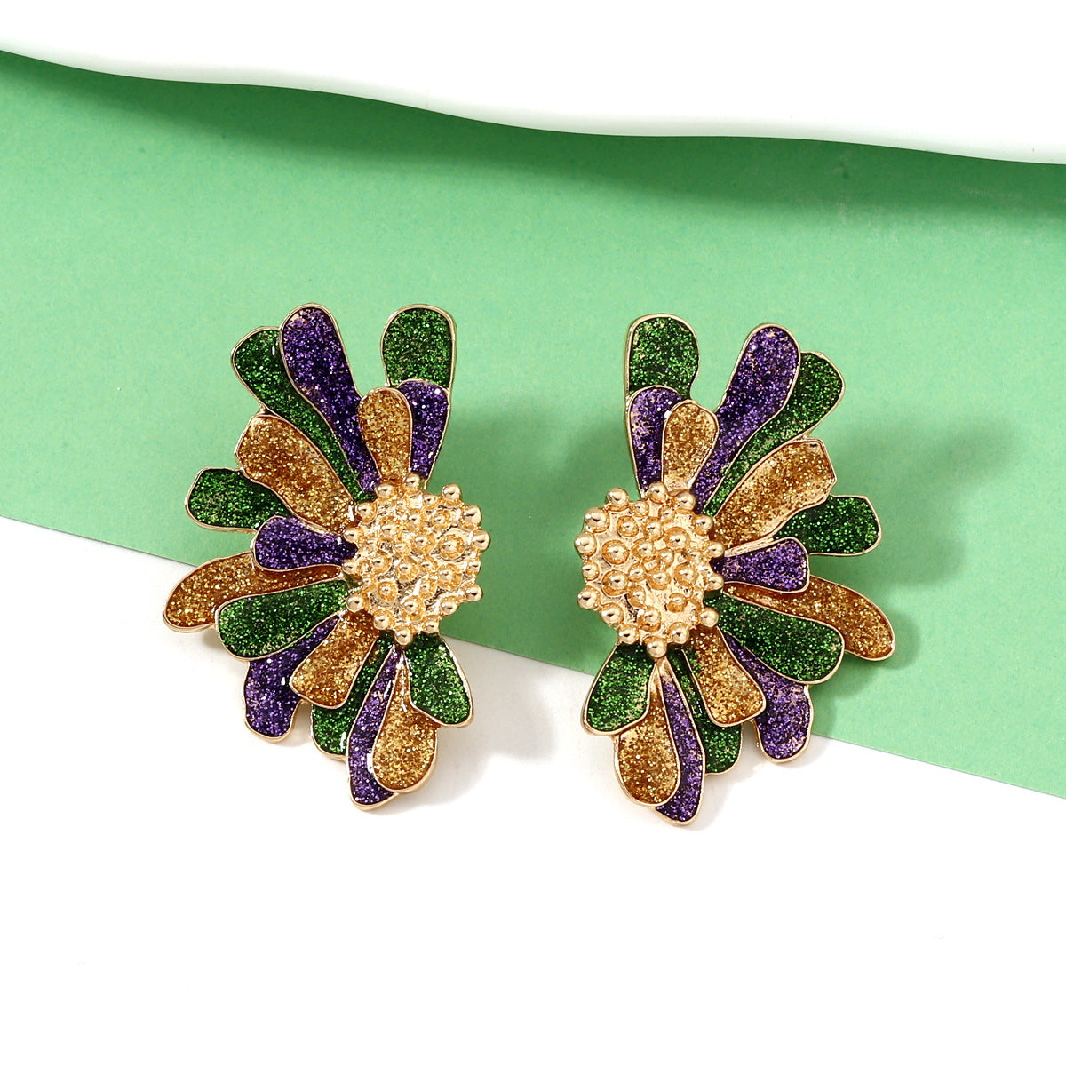 Festive Floral Alloy Earrings for Women – Vibrant Colorful Elements Perfect for Celebrations and Everyday Fashion