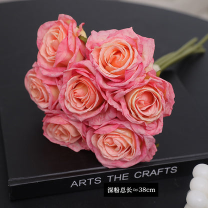 7-Head Artificial Rose Bouquet for Home Decor - Perfect for Photography Props, Wedding Aisle Decorations, and Bridal Bouquets - Lifelike Faux Flowers that Enhance Any Setting