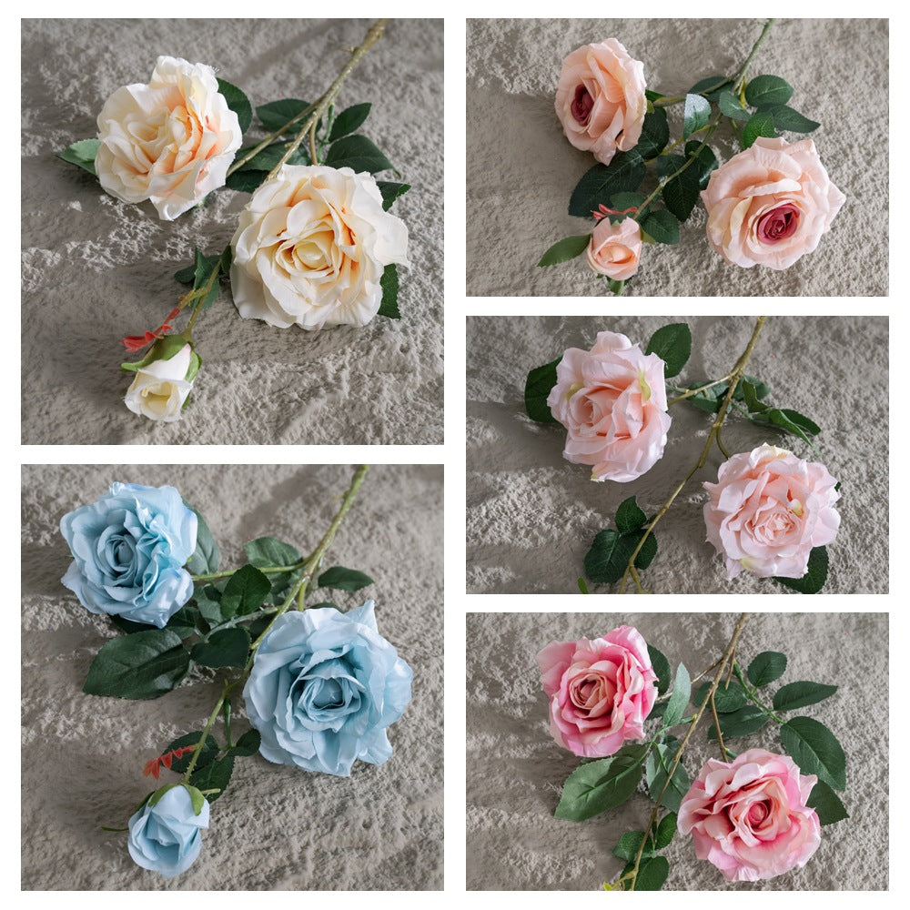 Stunning Three-Headed Rose Floral Arrangement - Elegant Wedding Decoration with Lifelike Faux Greenery - Perfect for Home Décor and Special Events (Model PJ1032)