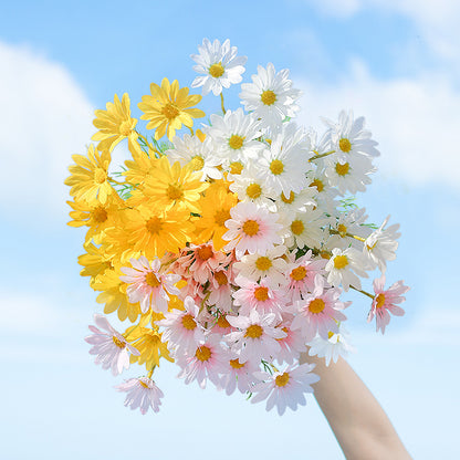 Artificial Chamomile and Mini Daisy Flower Bouquet - Realistic Decorative Flora for Living Room and Dining Table - Eco-Friendly Plastic Home Décor