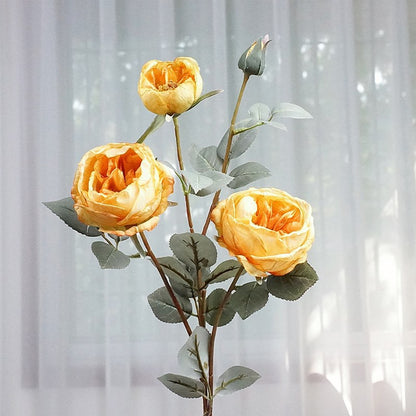 Realistic Faux Rose Single Stem with Burnt Edges – Perfect for Rustic Wedding Décor and Home Styling