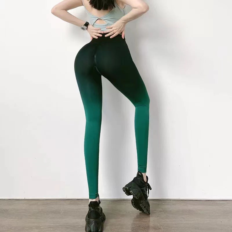 Seamless High Waisted Butt Lifting Workout Leggings for Women Quick Dry Peach Butt Black Gradient Yoga Pants for Comfort and Style