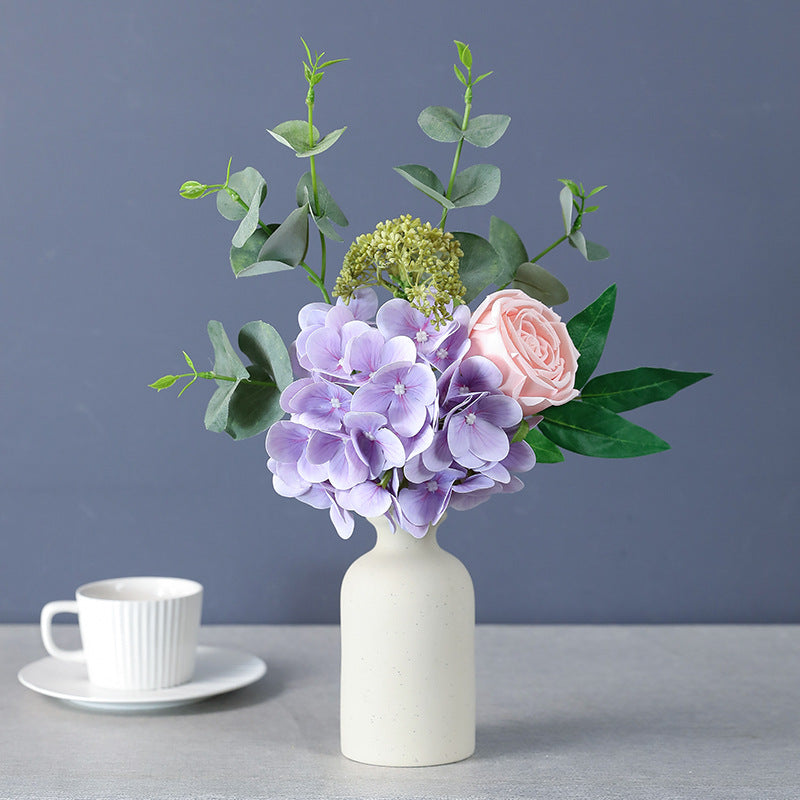 Realistic Eucalyptus Rose and Hydrangea Wedding Bouquet - Perfect Faux Floral Decor for Home or Event Centerpieces