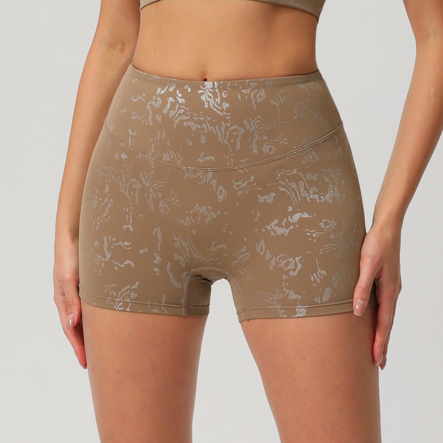 High Performance Silver Foil Yoga Shorts for Women Sculpting Quick Dry Workout and Running Bottoms for Comfort and Style