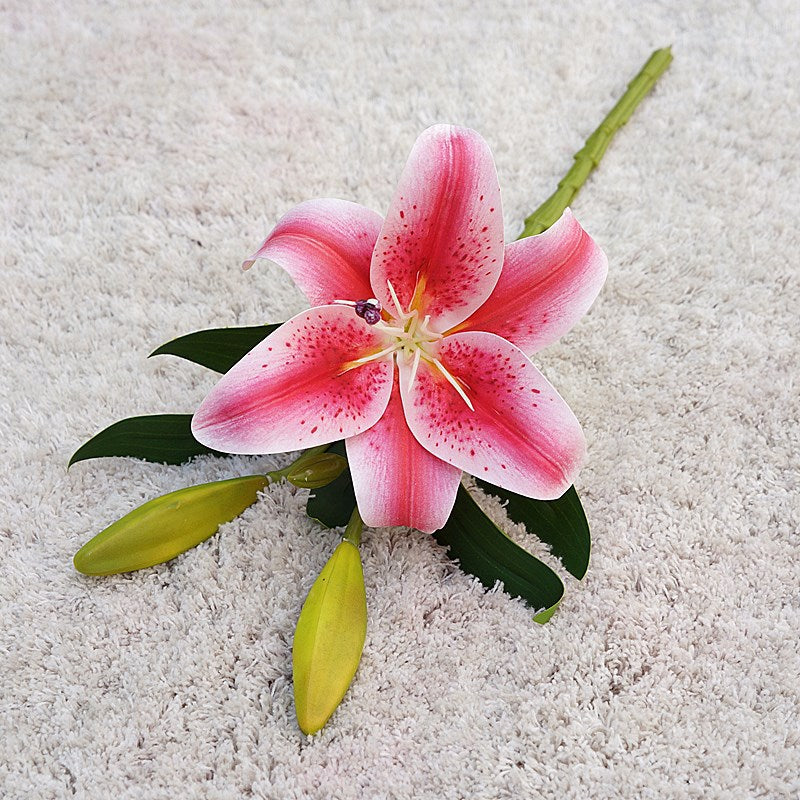 Realistic Miniature 3D Lily - Short Stem Artificial Flower for Home, Hotel Decor, Wedding Photography, and Event Styling