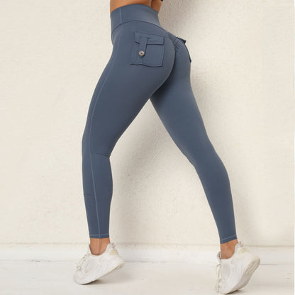 High Waisted Peach Butt Yoga Pants for Women Tight Fitting Pockets Quick Dry for Running and Fitness