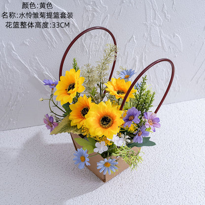 Realistic Daisy Basket Set for Home Decor – Beautiful Faux Flowers for Weddings, Bouquets, and Wall Decorations – CF01466