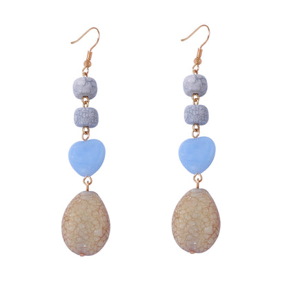 Chic Korean-Inspired Lightweight Luxury Colorful Resin Geometric Heart Hook Earrings with Stone-Like Texture - Perfect for Everyday Wear and Special Occasions
