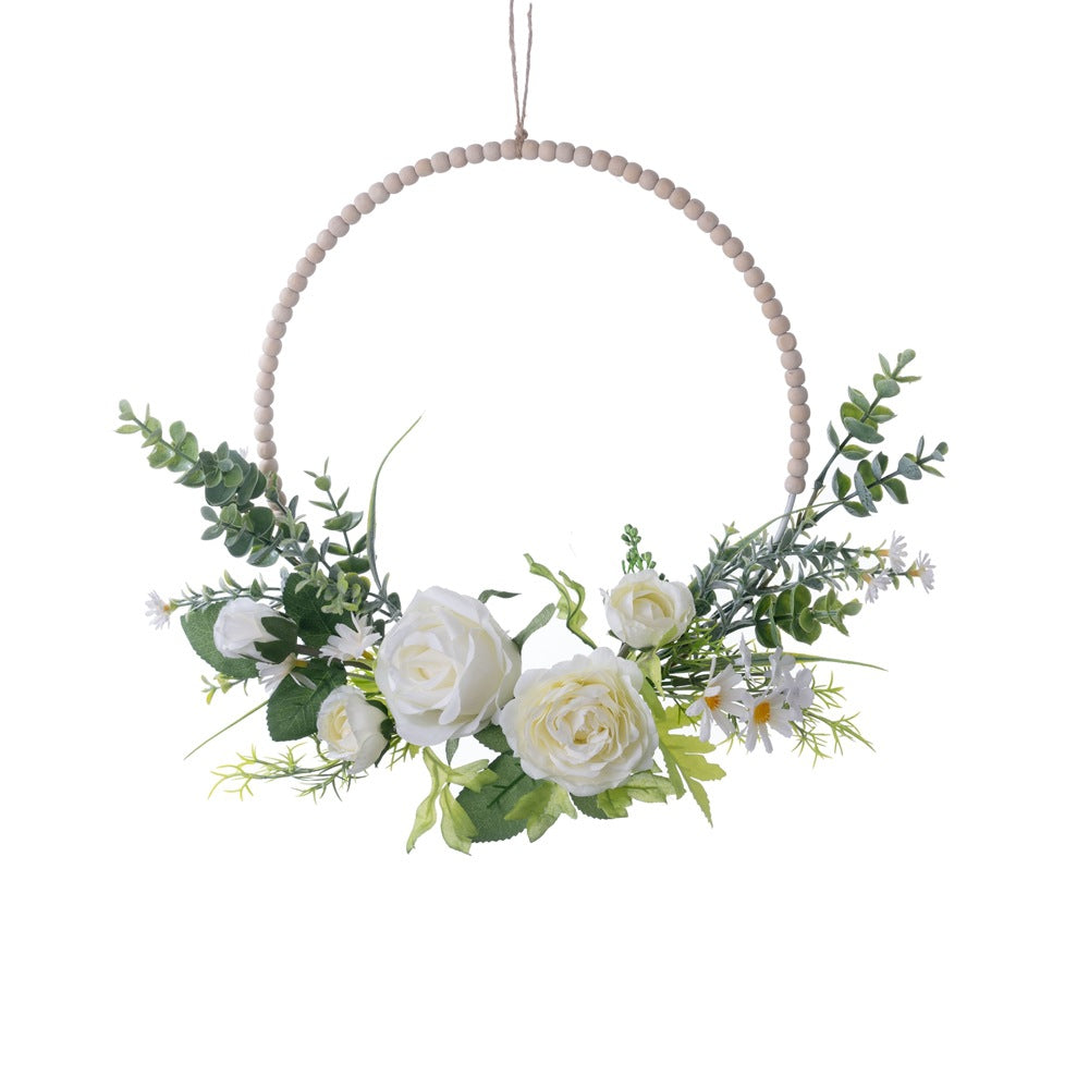 Stunning Artificial Flower Bouquet - Half-Circle Wall Decor with Pink Rose Gold Money Plant for Weddings, Celebrations, and Home Decoration - CF01442