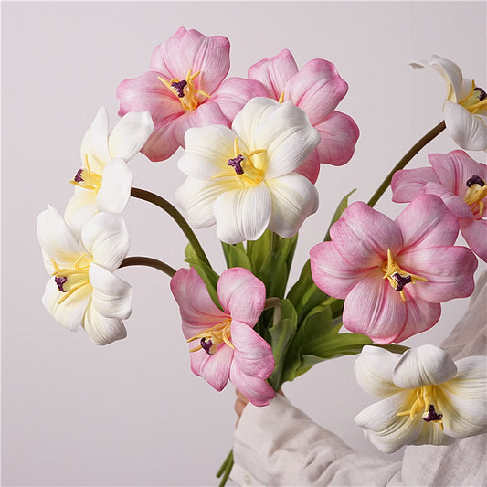 High-Quality Realistic Brownie Tulip Home Decor Floral Arrangements - Perfect for Photography Props, Bridal Bouquets, and Elegant Interior Decorations