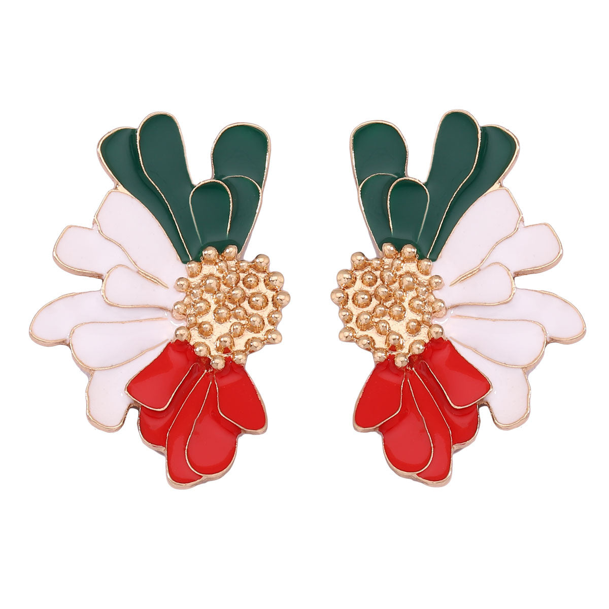 Alloy Enamel Floral Earrings - Stylish and Simple Flower Studs for a Fresh Accessory Look