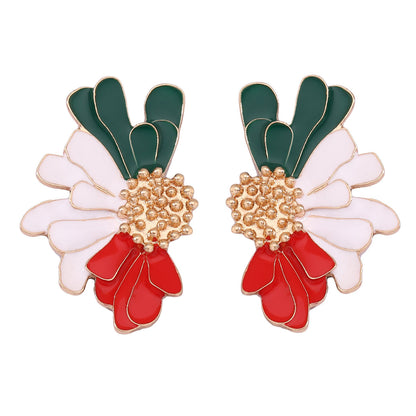 Alloy Enamel Floral Earrings - Stylish and Simple Flower Studs for a Fresh Accessory Look