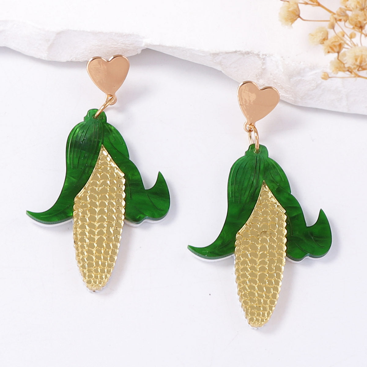 Unique Creative Acrylic Corn Pendant Earrings - Versatile Everyday Jewelry for Women | Trendy Casual Accessories