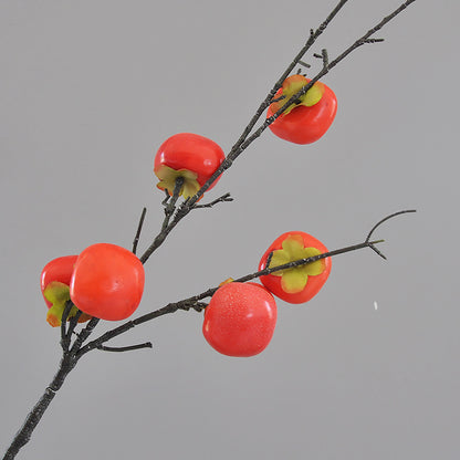 Realistic 7-Branch Faux Persimmon Stems - Vibrant Red Decorative Home Accents for Flower Arrangements and Dazzling Centerpieces