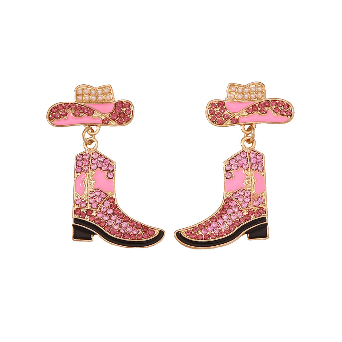 Stylish Western Cowboy-Inspired Oil Drip Jewel-Studded Alloy Boots Earrings - Unique & Eye-Catching Accessories for Any Occasion