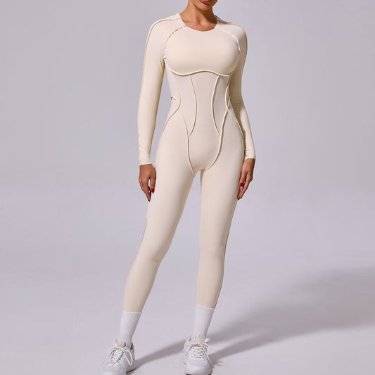 Winter One Piece Sports Bodysuit Long Sleeve Backless Yoga Outfit with Full Length Tights for Comfort and Style