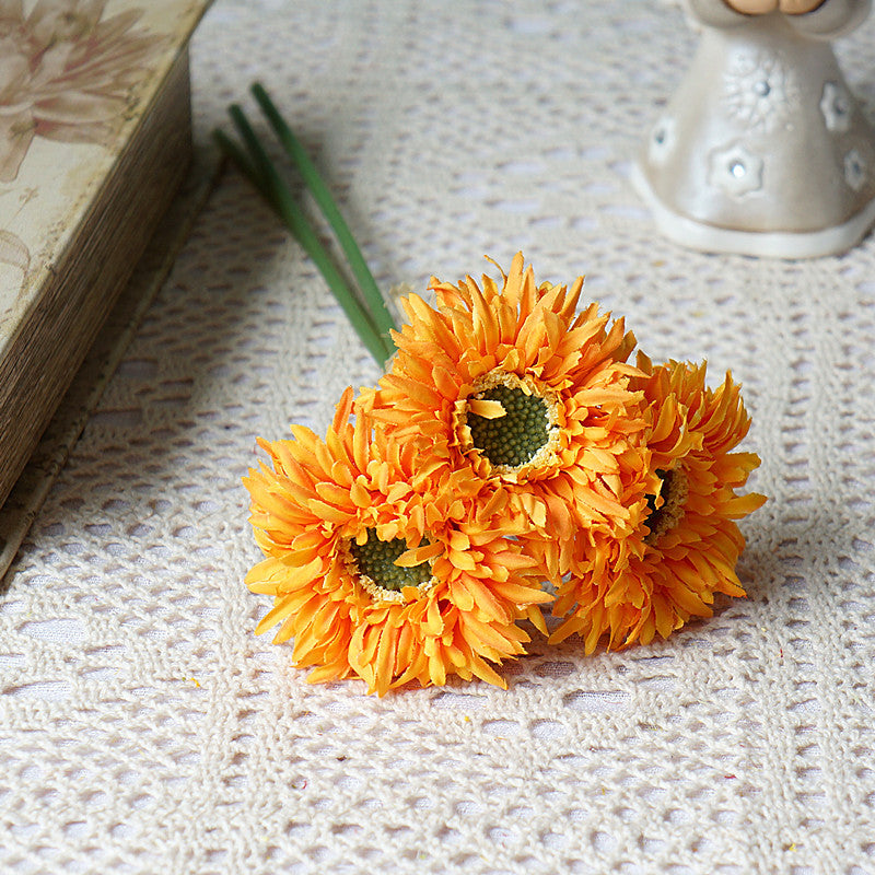 Realistic African Daisy Faux Flowers - Set of 3 Mini Textured Bouquets for Home Decor, Weddings, and Photography