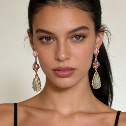 Best-Selling Bohemian Colorful Acetic Acid Resin Alloy Long Drop Earrings - Trendy, Lightweight, and Stylish Jewelry for Every Occasion