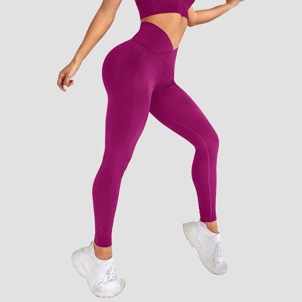 High Waisted Seamless Peach Butt Enhancing Yoga Pants Cross Waist Design for Optimal Fit and Comfort