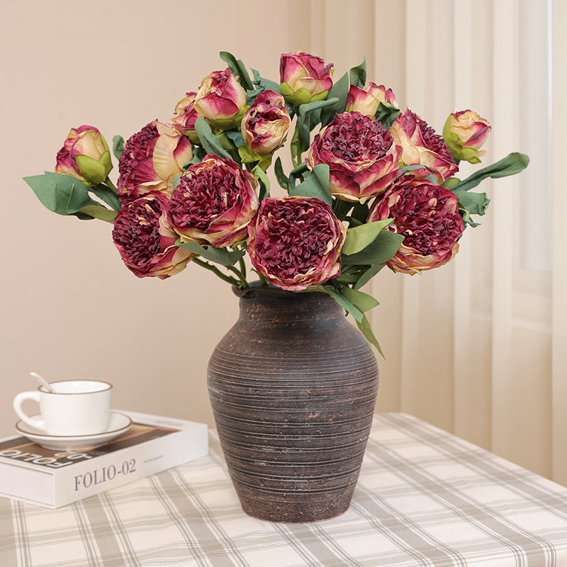 Stunning Faux Peony Flower for Home Decor - Perfect for Weddings and Photography Studios - Vibrant Edge-Trimmed Peony Blossoms to Elevate Your Space